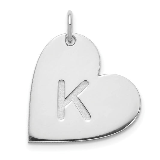 Sterling Silver Silver/Rhodium Plated Initial Heart Charm