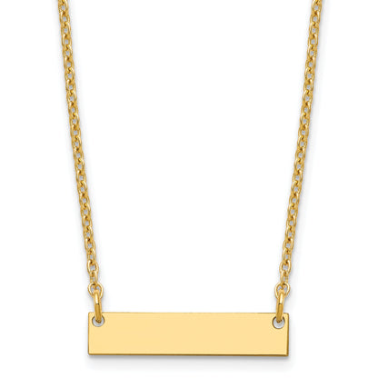 Gold Plated Sterling Silver/Gold Small Blank Bar Necklace