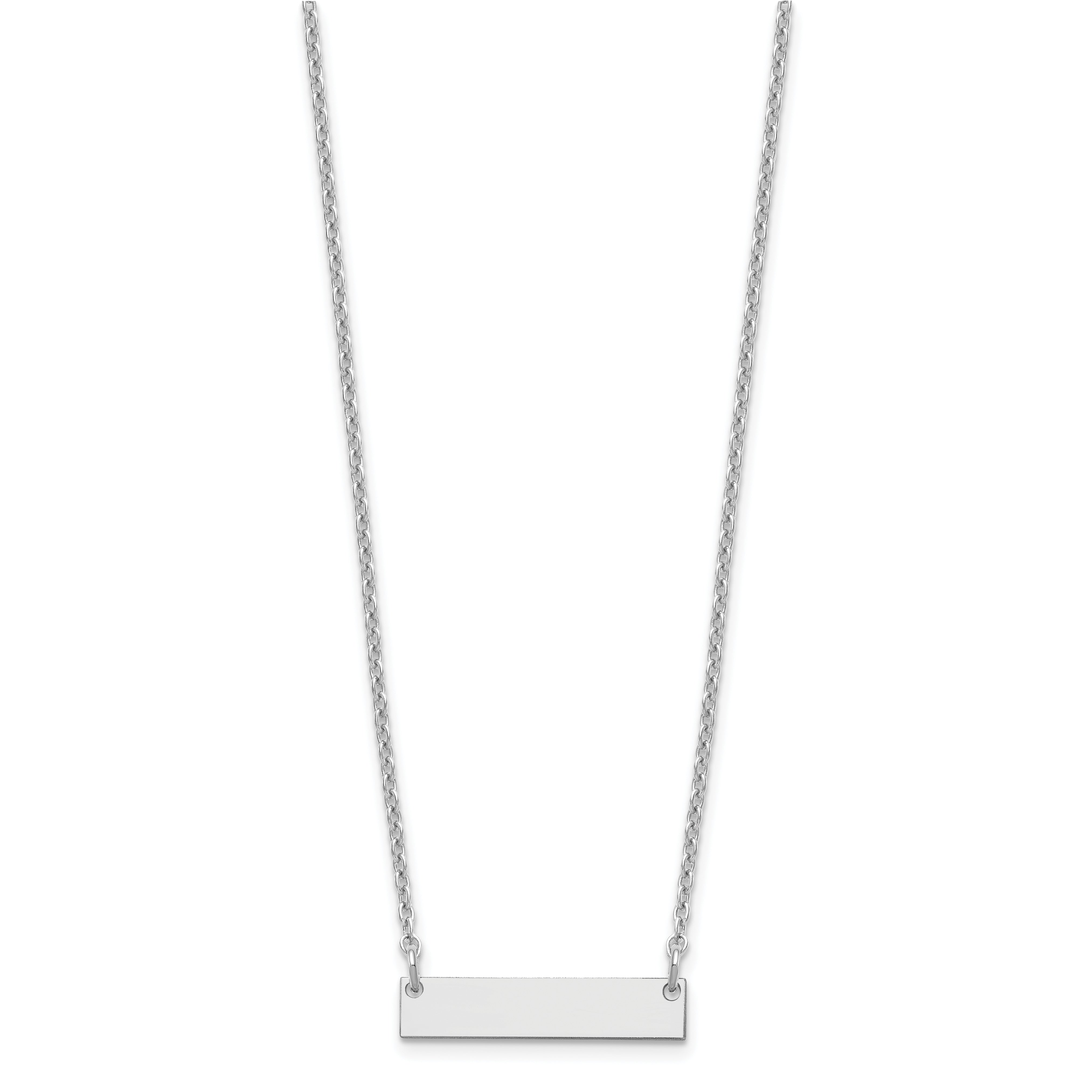 Sterling Silver Silver/Rhodium Plated Small Blank Bar Necklace