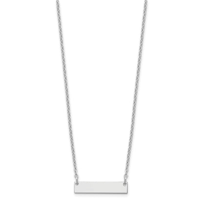 Sterling Silver Silver/Rhodium Plated Small Blank Bar Necklace