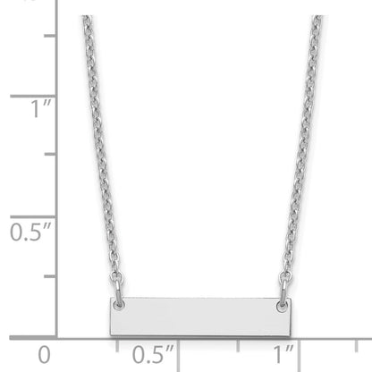 Sterling Silver Silver/Rhodium Plated Small Blank Bar Necklace