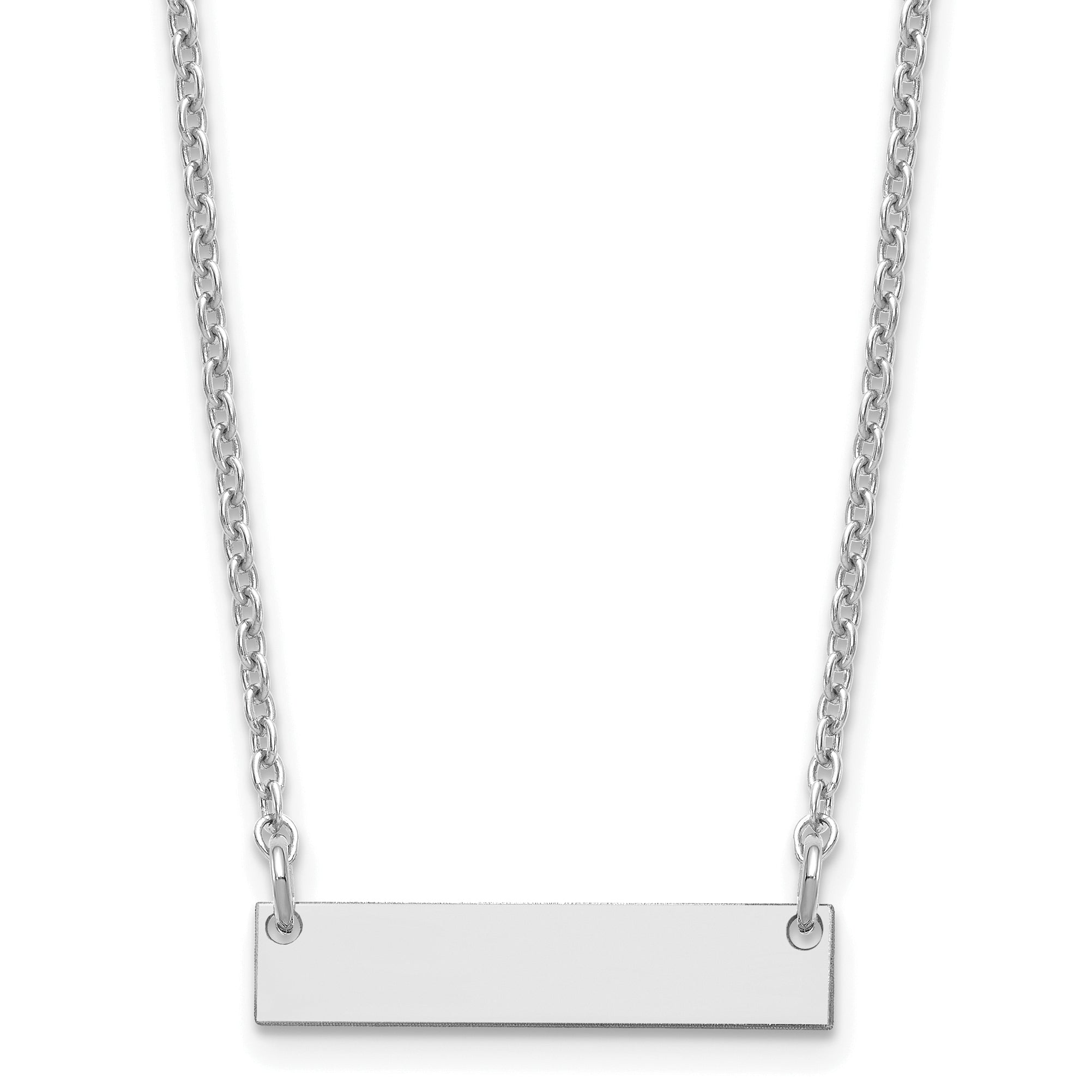 Sterling Silver Silver/Rhodium Plated Small Blank Bar Necklace