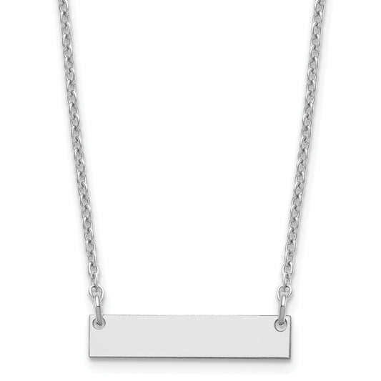Sterling Silver Silver/Rhodium Plated Small Blank Bar Necklace