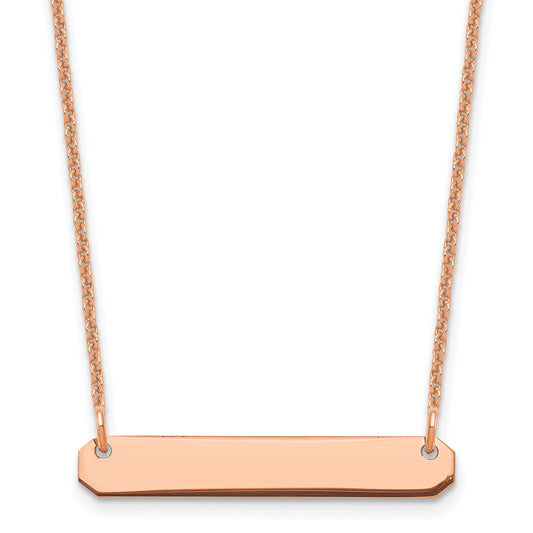 14K Rose Gold Small Blank Bar Necklace