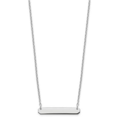 Sterling Silver Silver/Rhodium Plated Small Blank Bar Necklace