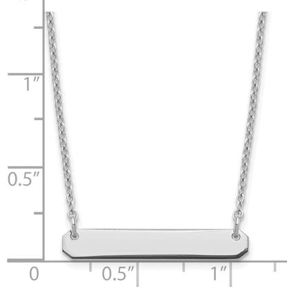 Sterling Silver Silver/Rhodium Plated Small Blank Bar Necklace