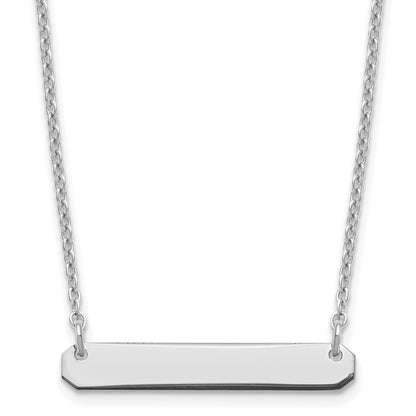 Sterling Silver Silver/Rhodium Plated Small Blank Bar Necklace