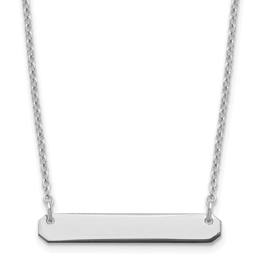 Sterling Silver Silver/Rhodium Plated Small Blank Bar Necklace