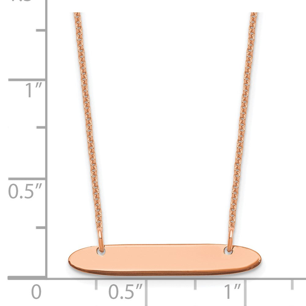 14K Rose Gold Small Oblong Blank Bar Necklace