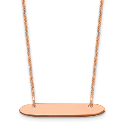 14K Rose Gold Small Oblong Blank Bar Necklace