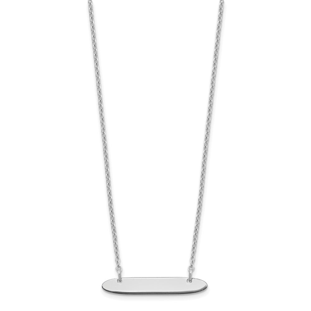 Sterling Silver Silver/Rhodium Plated Small Oblong Blank Bar Necklace