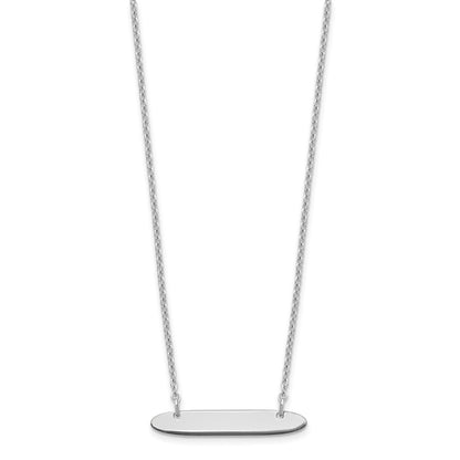 Sterling Silver Silver/Rhodium Plated Small Oblong Blank Bar Necklace