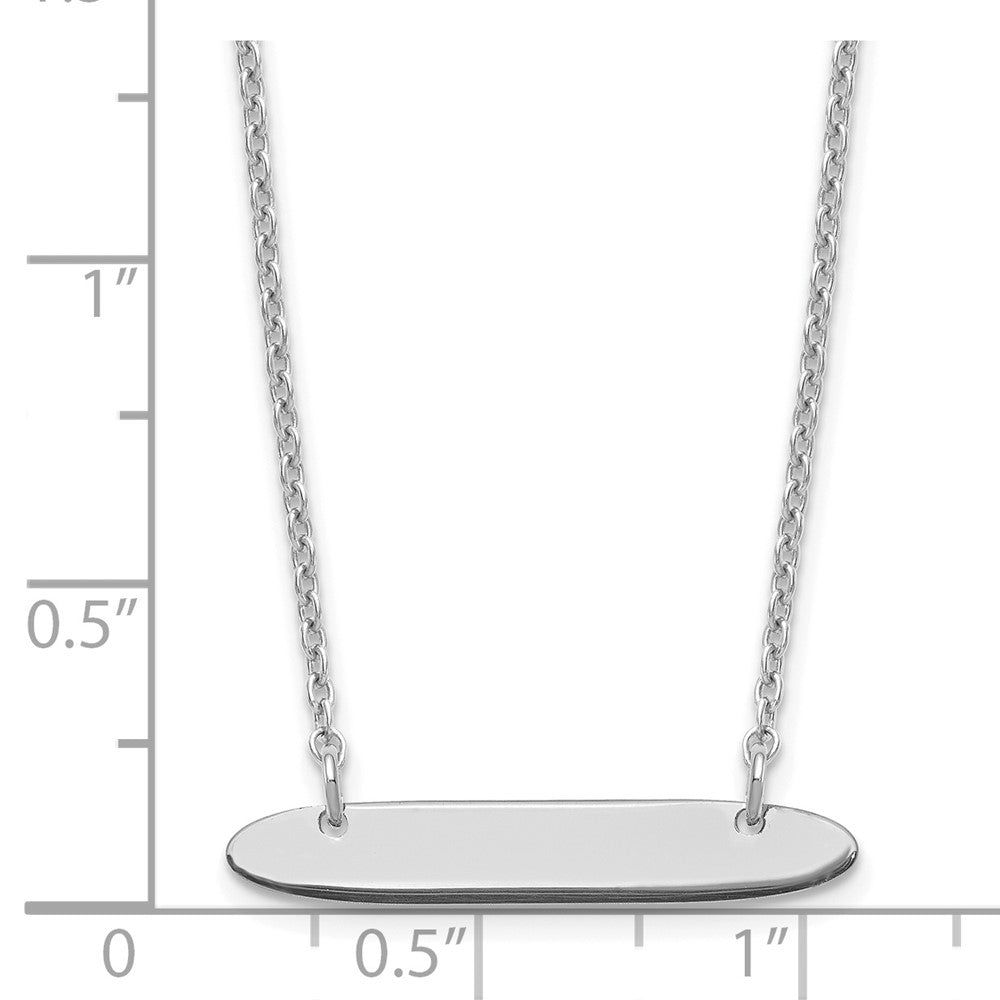 Sterling Silver Silver/Rhodium Plated Small Oblong Blank Bar Necklace