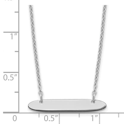 Sterling Silver Silver/Rhodium Plated Small Oblong Blank Bar Necklace