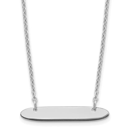 Sterling Silver Silver/Rhodium Plated Small Oblong Blank Bar Necklace
