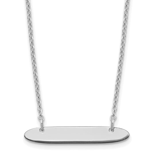 Sterling Silver Silver/Rhodium Plated Small Oblong Blank Bar Necklace