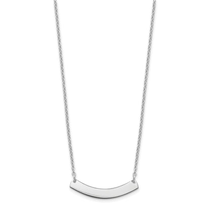 Sterling Silver Silver/Rhodium Plated Small Curved Blank Bar Necklace