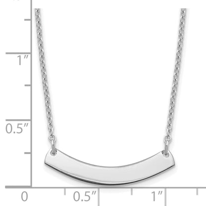 Sterling Silver Silver/Rhodium Plated Small Curved Blank Bar Necklace