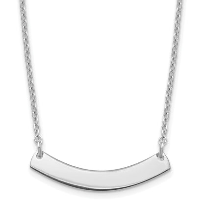 Sterling Silver Silver/Rhodium Plated Small Curved Blank Bar Necklace