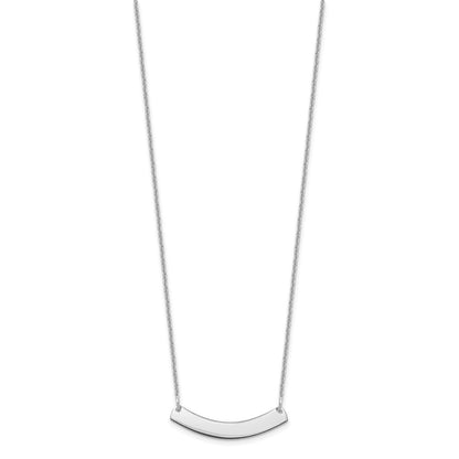 14K White Gold Small Curved Blank Bar Necklace