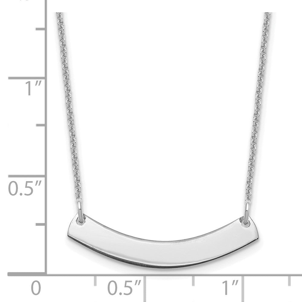 14K White Gold Small Curved Blank Bar Necklace