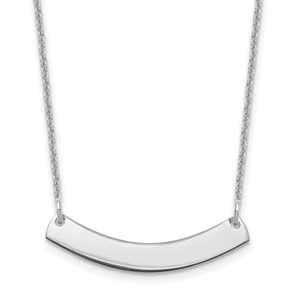 14K White Gold Small Curved Blank Bar Necklace