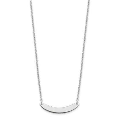 Sterling Silver Silver/Rhodium Plated Small Curved Blank Bar Necklace