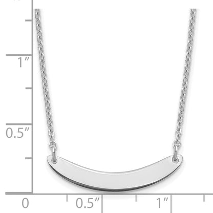 Sterling Silver Silver/Rhodium Plated Small Curved Blank Bar Necklace