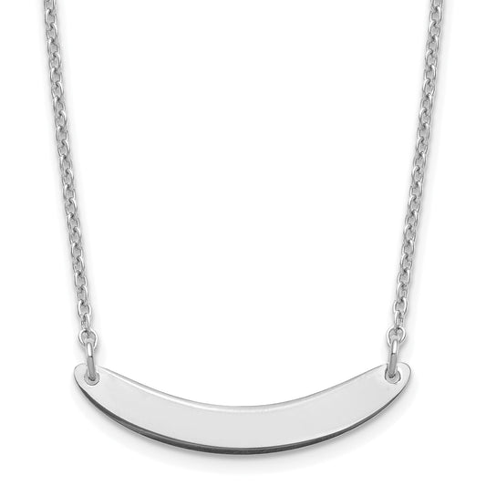 Sterling Silver Silver/Rhodium Plated Small Curved Blank Bar Necklace