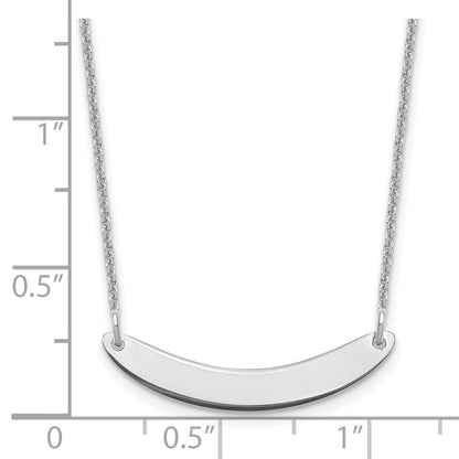14K White Gold Small Curved Blank Bar Necklace