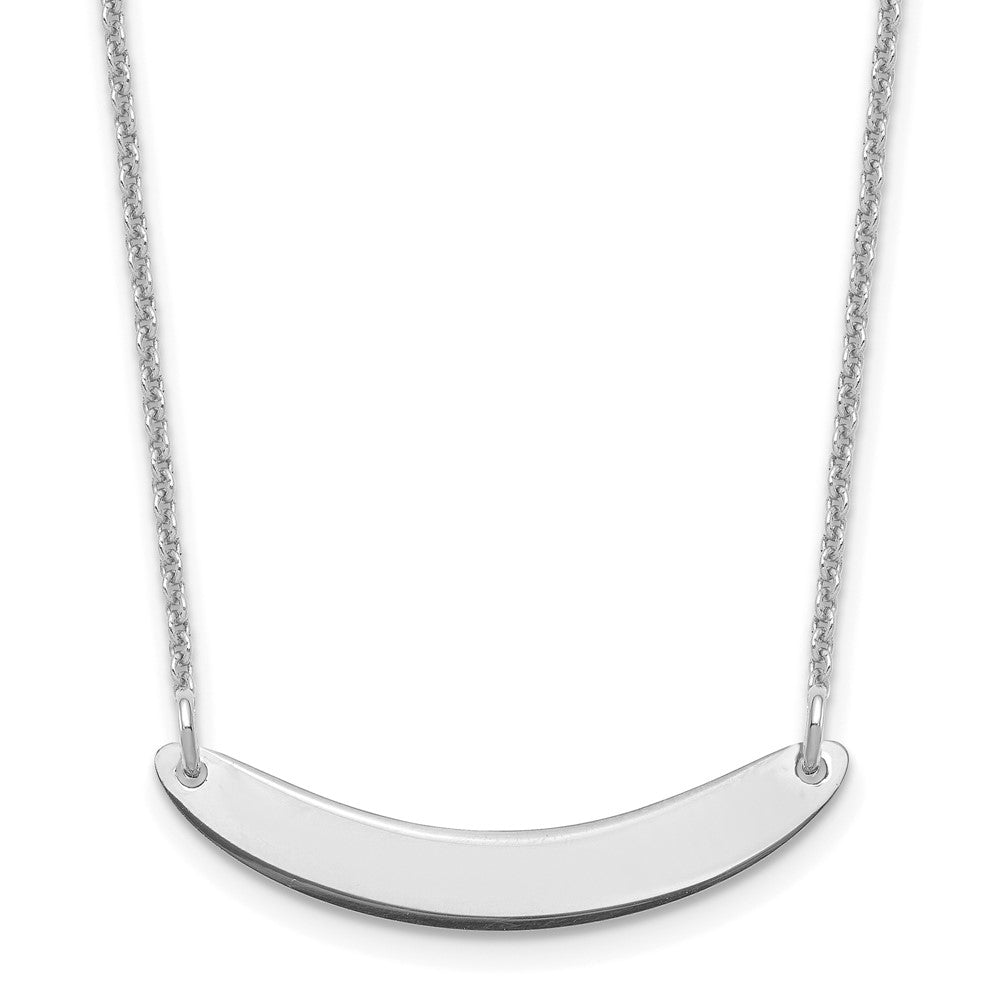 14K White Gold Small Curved Blank Bar Necklace