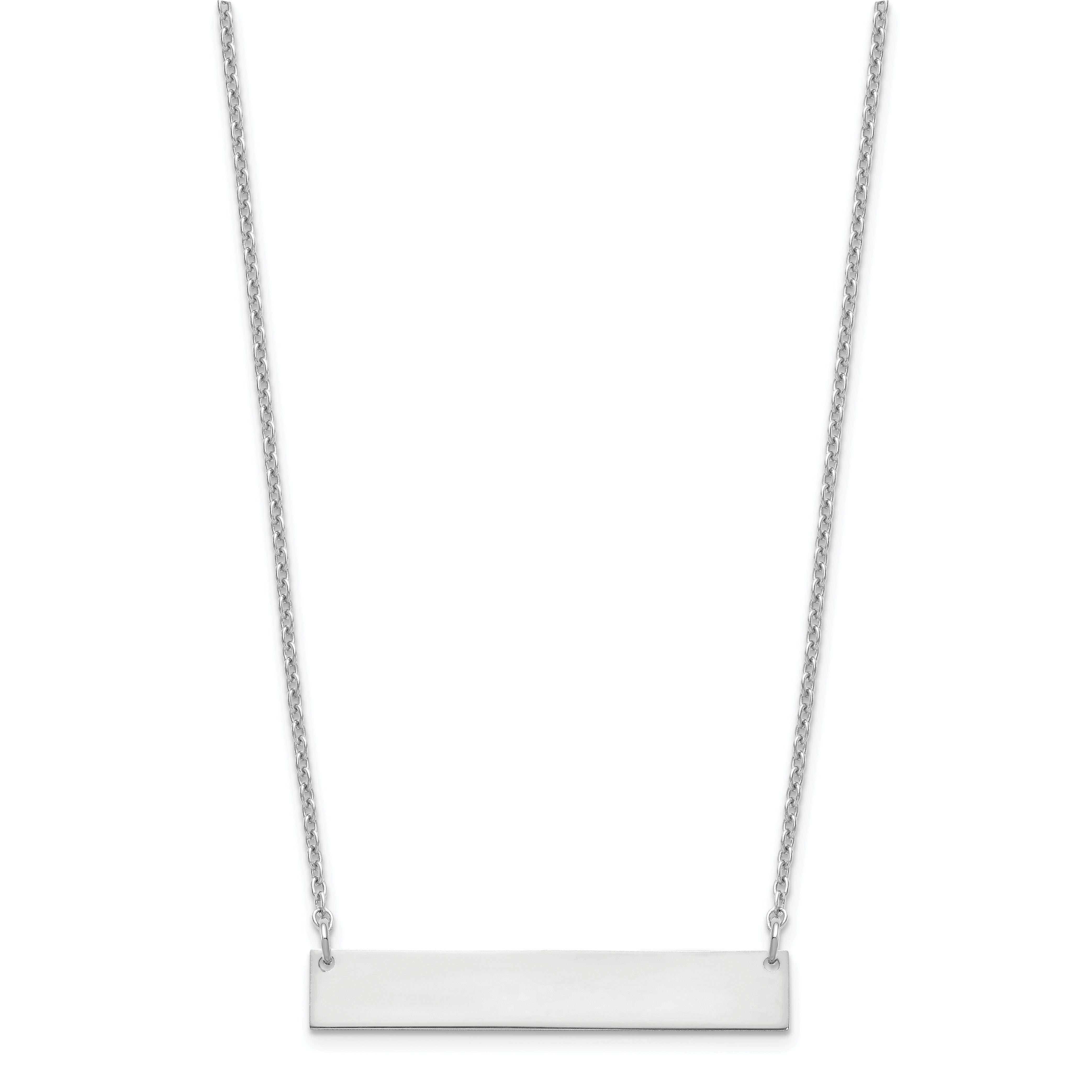 Sterling Silver Silver/Rhodium Plated Medium Blank Bar Necklace