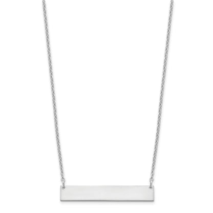 Sterling Silver Silver/Rhodium Plated Medium Blank Bar Necklace