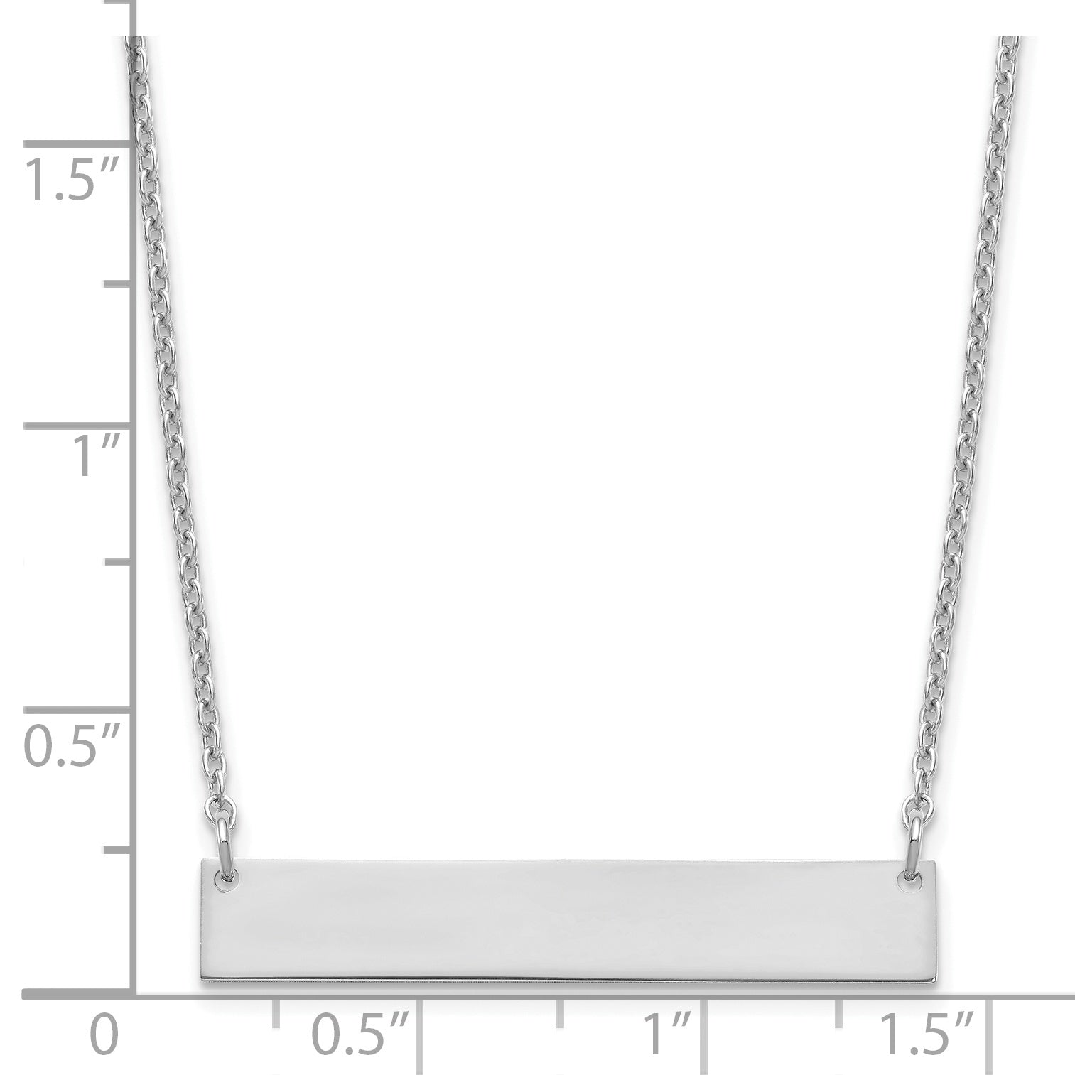 Sterling Silver Silver/Rhodium Plated Medium Blank Bar Necklace