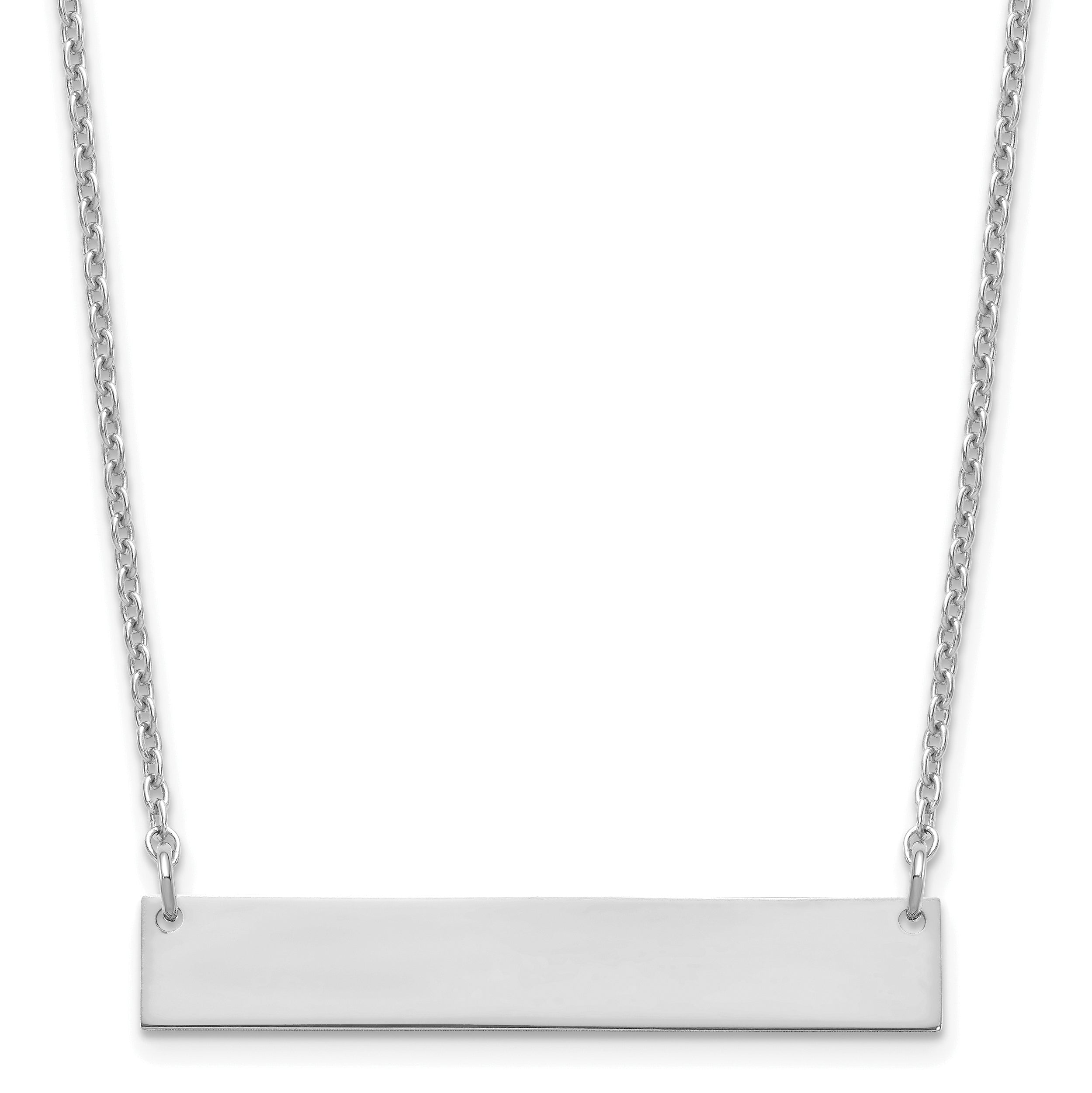 Sterling Silver Silver/Rhodium Plated Medium Blank Bar Necklace