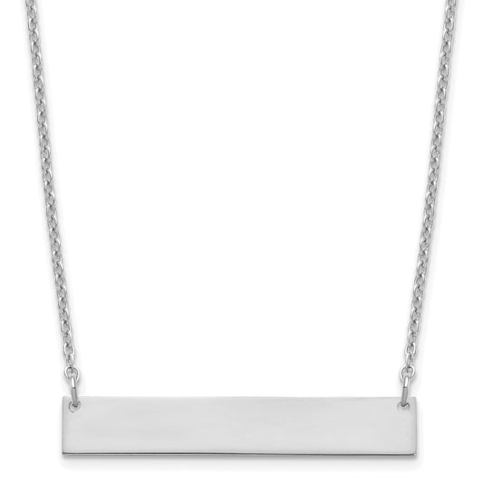 Sterling Silver Silver/Rhodium Plated Medium Blank Bar Necklace
