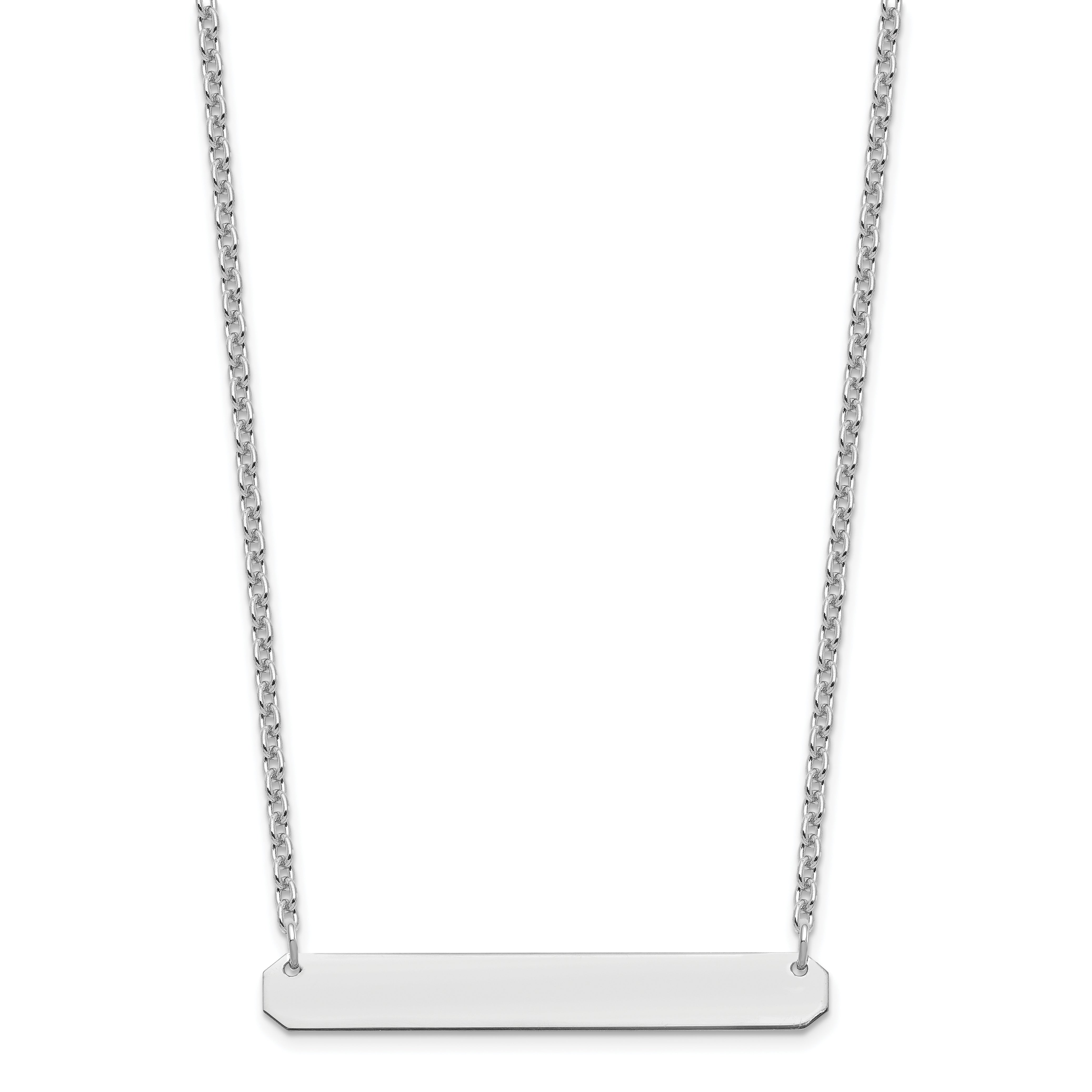 Sterling Silver Silver/Rhodium Plated Medium Blank Bar Necklace