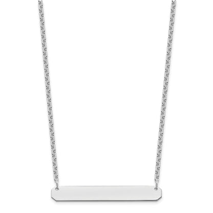 Sterling Silver Silver/Rhodium Plated Medium Blank Bar Necklace