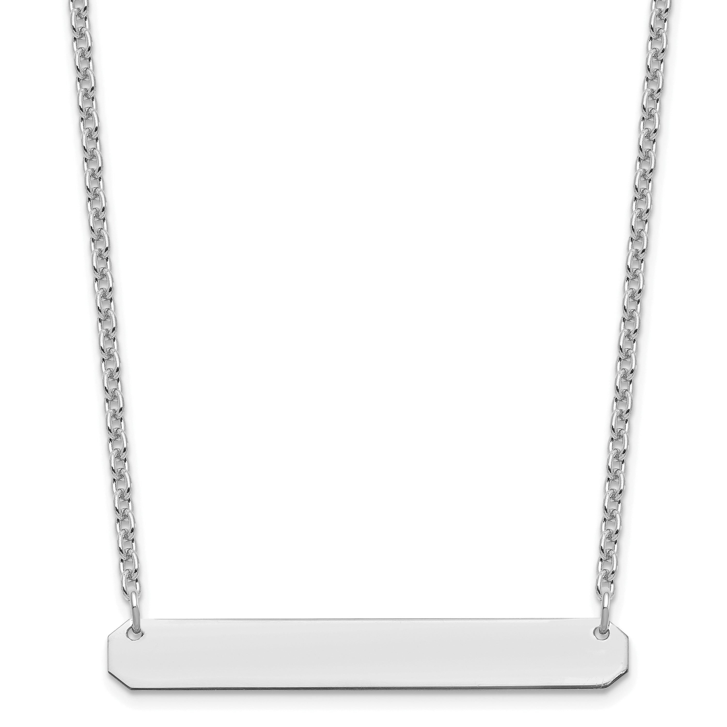 Sterling Silver Silver/Rhodium Plated Medium Blank Bar Necklace