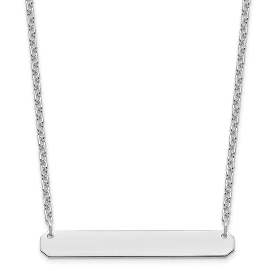 Sterling Silver Silver/Rhodium Plated Medium Blank Bar Necklace