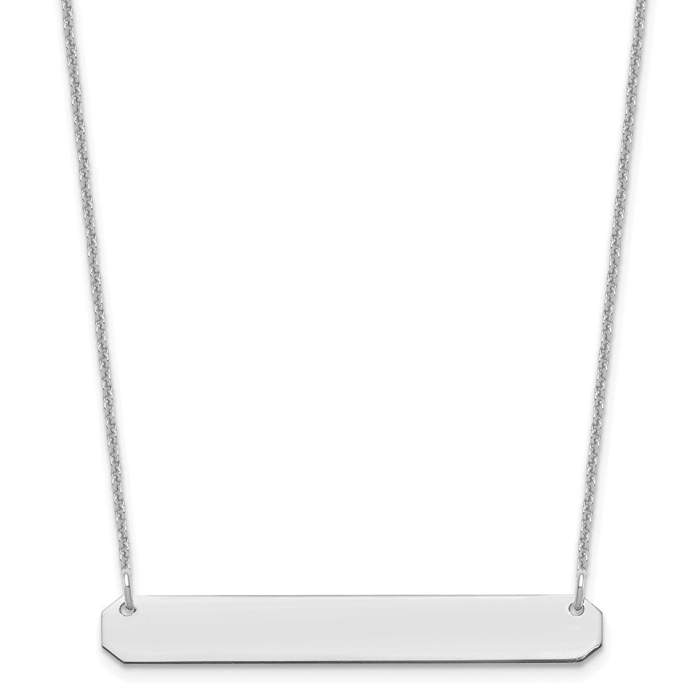 14K White Gold Medium Blank Bar Necklace