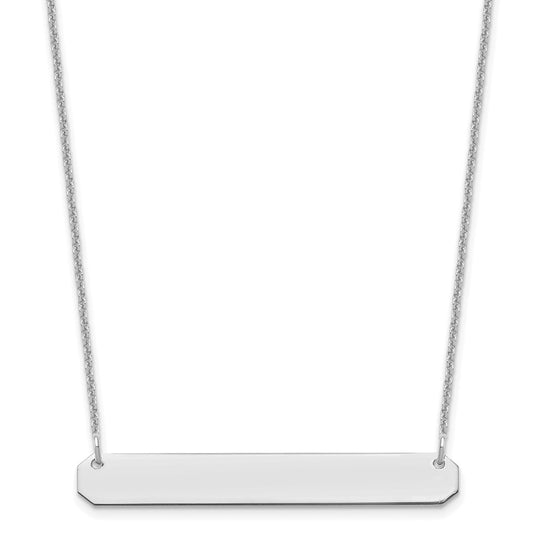 14K White Gold Medium Blank Bar Necklace