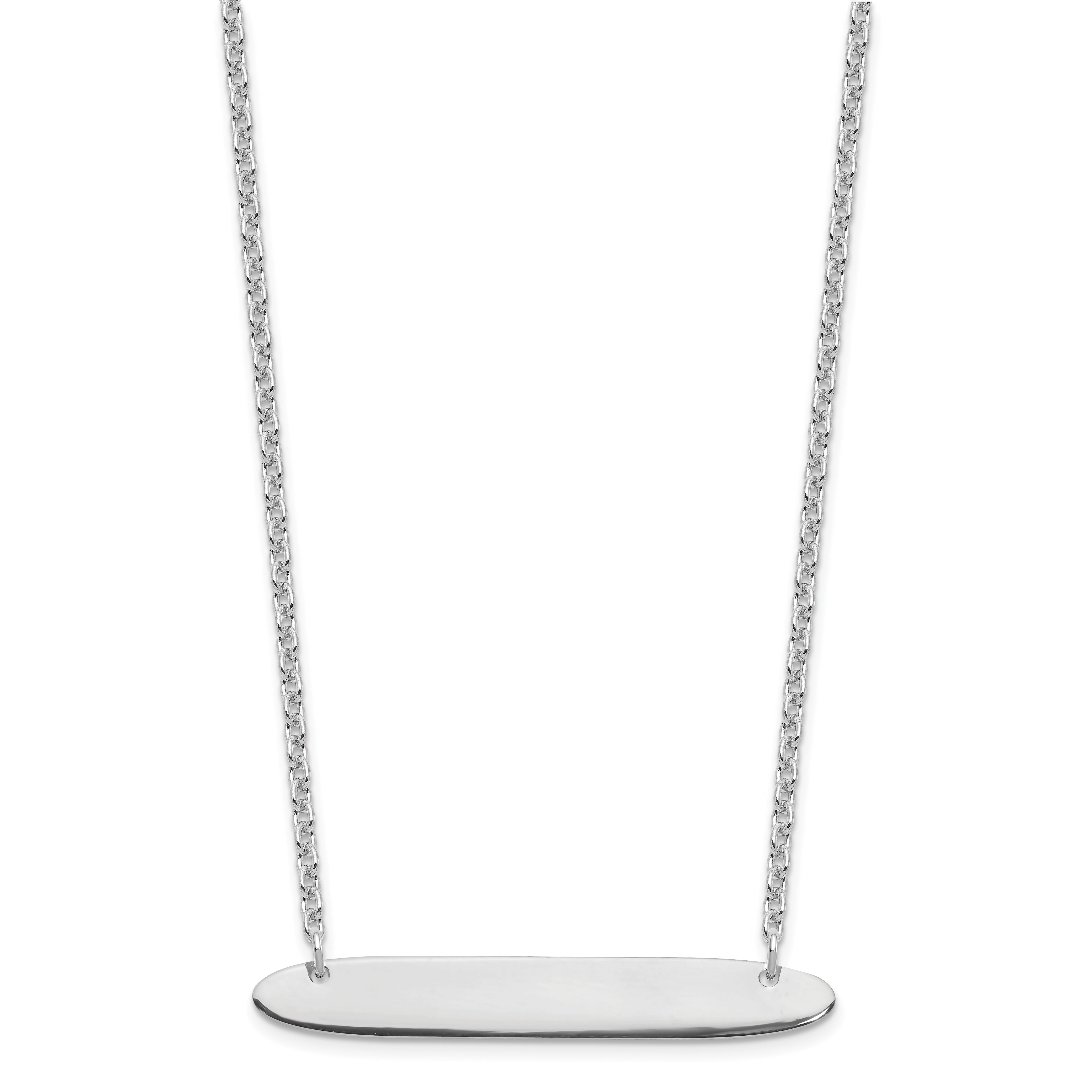 Sterling Silver Silver/Rhodium Plated Medium Oblong Blank Bar Necklace