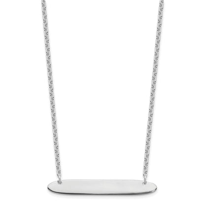 Sterling Silver Silver/Rhodium Plated Medium Oblong Blank Bar Necklace