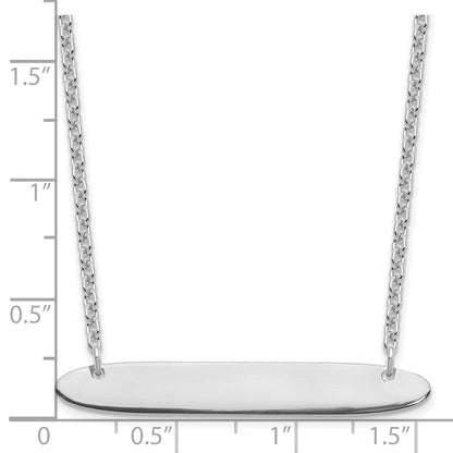 Sterling Silver Silver/Rhodium Plated Medium Oblong Blank Bar Necklace