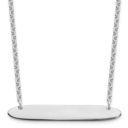 Sterling Silver Silver/Rhodium Plated Medium Oblong Blank Bar Necklace