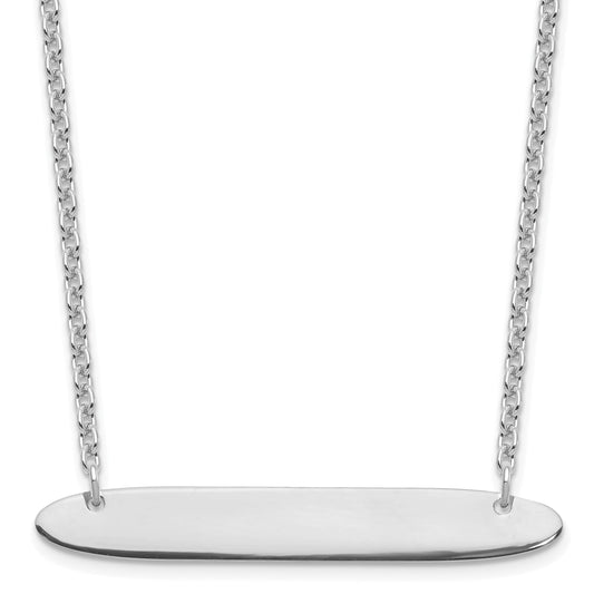 Sterling Silver Silver/Rhodium Plated Medium Oblong Blank Bar Necklace