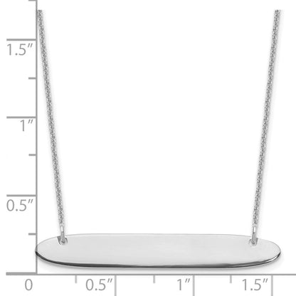 14K White Gold Medium Oblong Blank Bar Necklace