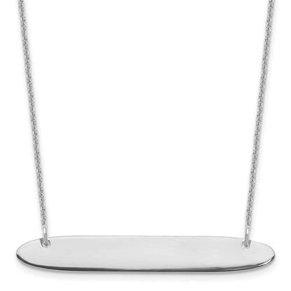 14K White Gold Medium Oblong Blank Bar Necklace