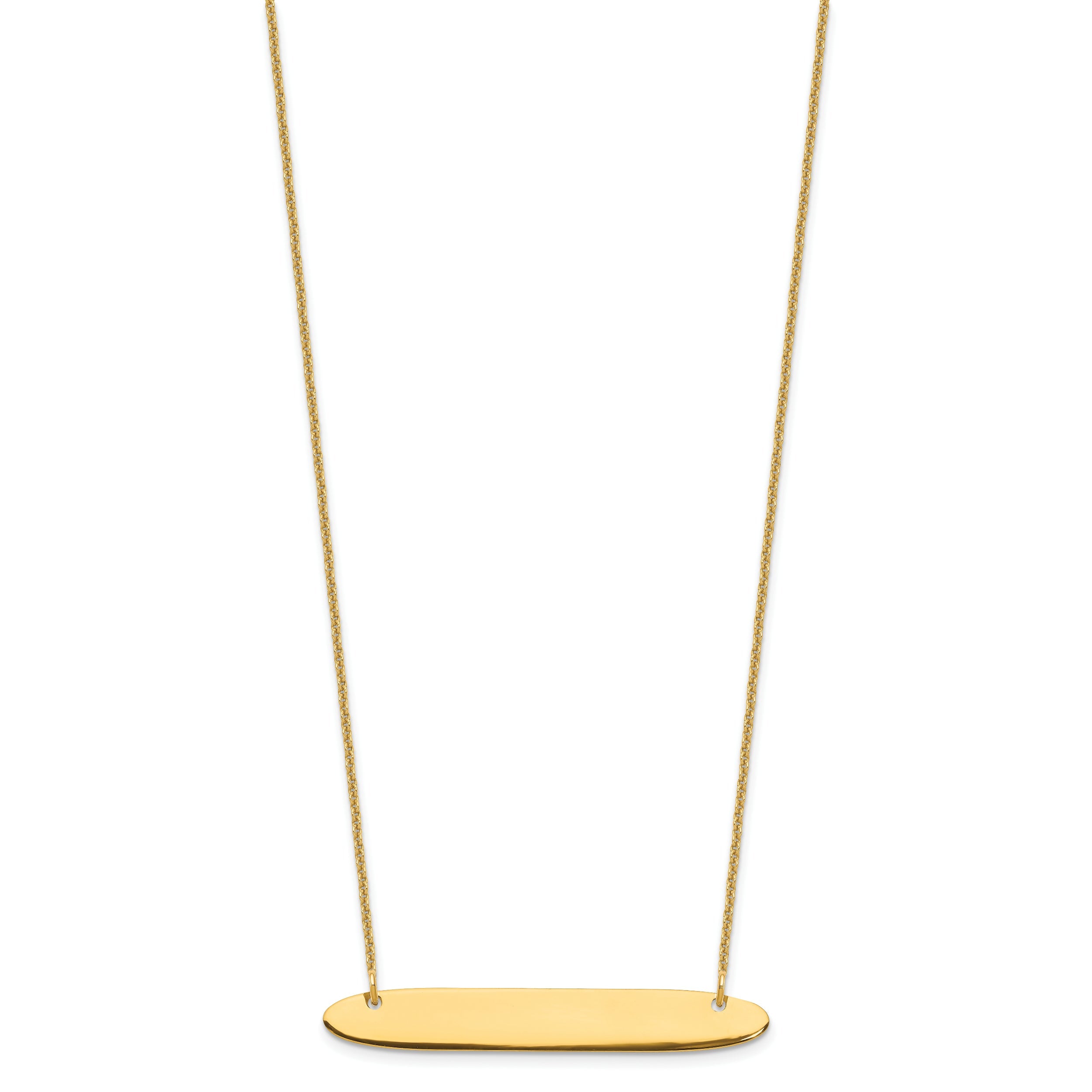 14K Yellow Gold Medium Oblong Blank Bar Necklace